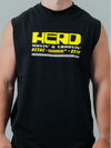 HERD Athletics GLITCH Oversized Training Tank | Black & Yellow