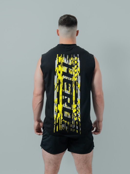 GLITCH Oversized Training Tank | Black & Yellow