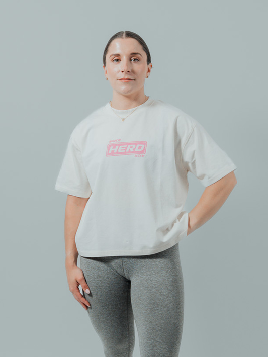 ORIGIN Oversized Training Crop | Cream & Pink