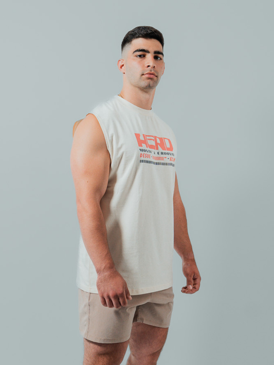 GLITCH Oversized Training Tank | Cream & Burnt Orange