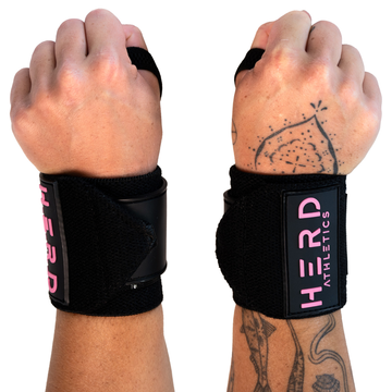 Black/Pink - Velcro Wrist Wrap 12 & 18 inch