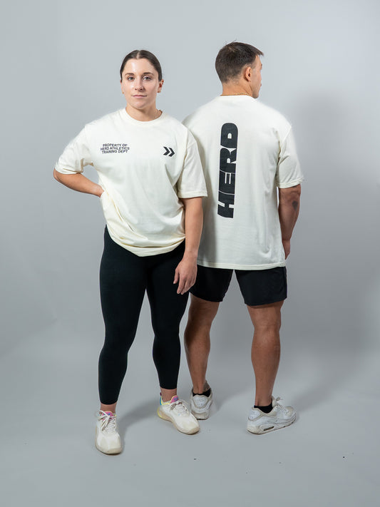 Cream Black HERD Athletics Training Tee Oversized