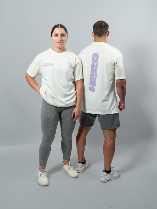 Cream Purple HERD Athletics Training Tee Oversized